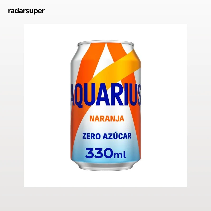 AQUARIUS Zero Bebida isotónica sin azúcar con sabor a naranja lata de 330ml