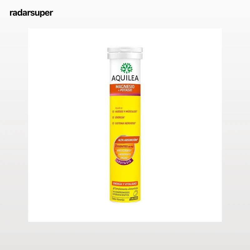 AQUILEA Energía y vitalidad Magnesio + potasio en comprimidos efervescentes con sabor a naranja 14 uds.