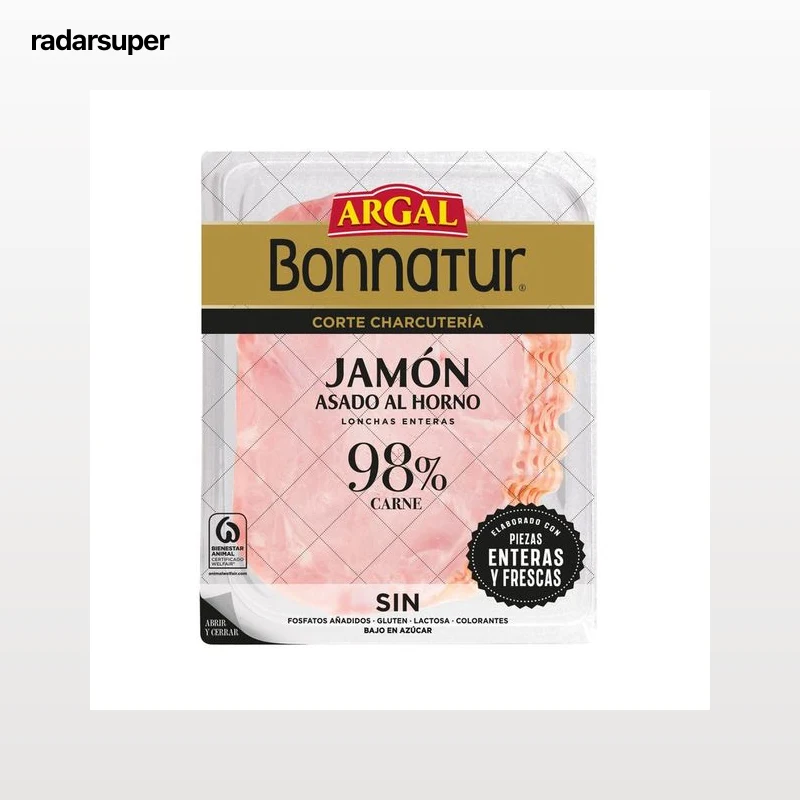 ARGAL Bonnatur Corte charcutería Jamón asado al horno, cortado en lonchas enteras 125 g.