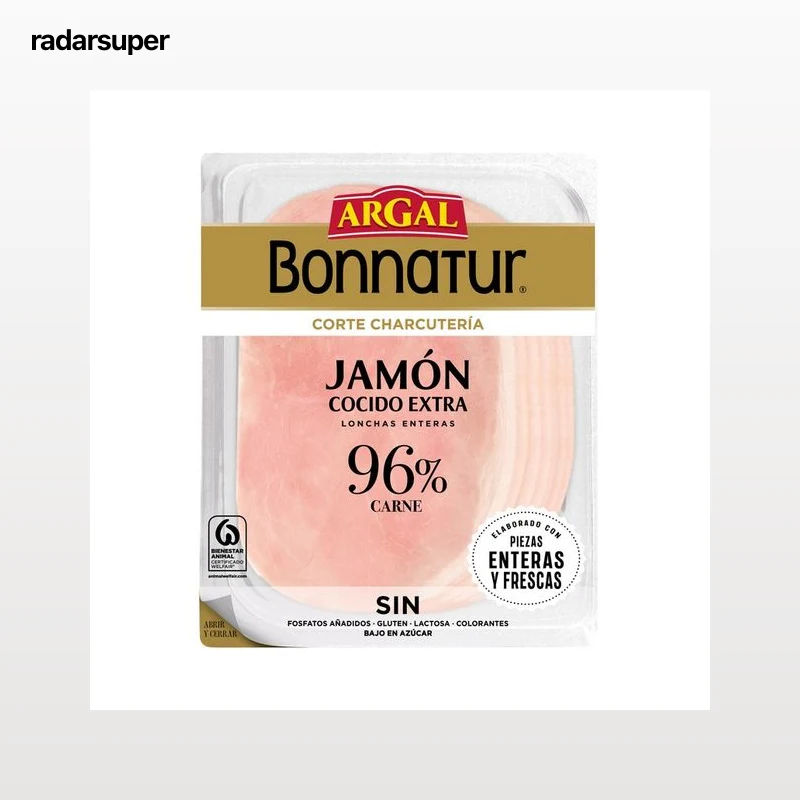 ARGAL Bonnatur Corte charcuteria jamón cocido exta, cortado en lonchas enteras 130 g.
