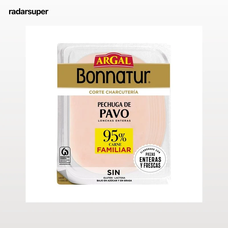 ARGAL Bonnatur Corte charcutería Pechuga de pavo cortada en lonchas 165 g.