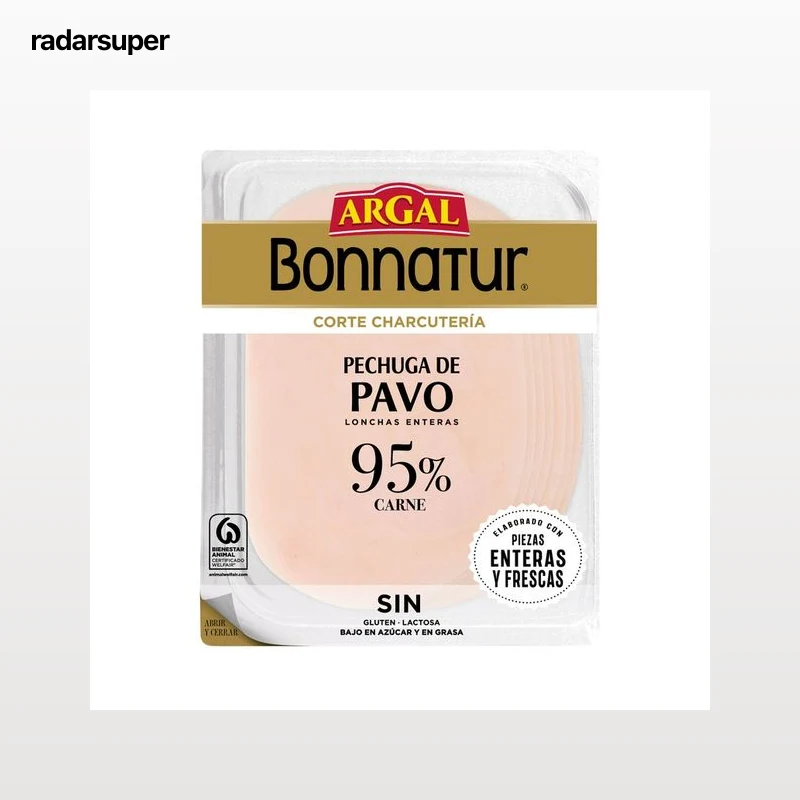 ARGAL Bonnatur Corte charcuteria Pechuga de pavo cortada en lonchas enteras 115 g.