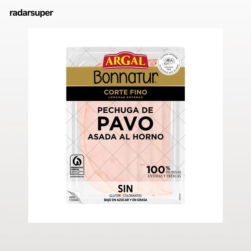 ARGAL Bonnatur Corte fino Pechuga de pavo asada, cortada en lonchas 100 g.