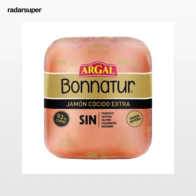 ARGAL Bonnatur Jamón cocido extra sin fosfatos, al corte. - Loncha fina 1 mm