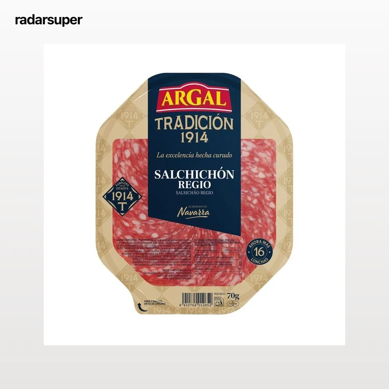 ARGAL Tradición 1914 Salchichón regio de origen navarro, cortado en finas lonchas 70 g.