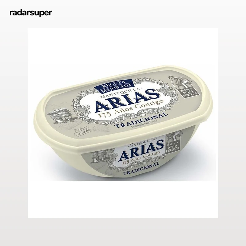 ARIAS Tarrina de mantequilla tradicional sin sal ARIAS 235 g.