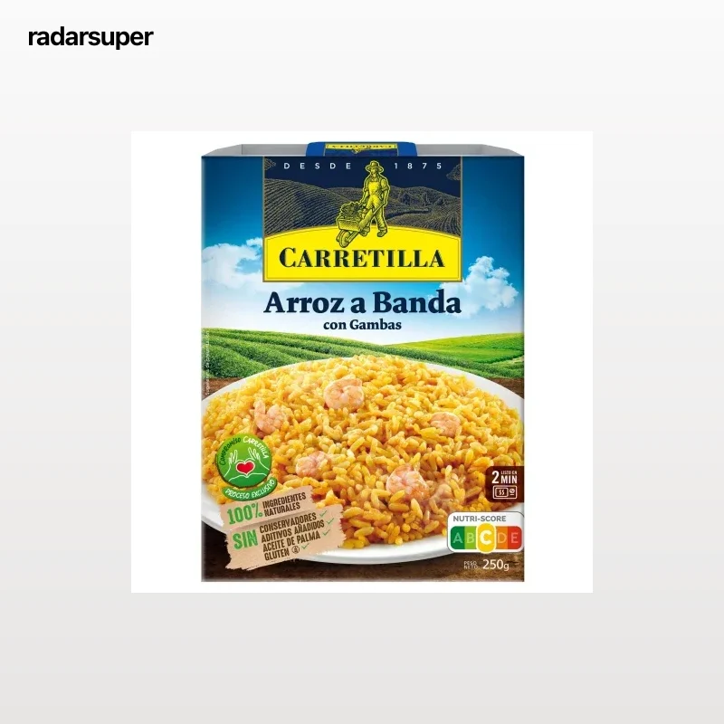 Arroz a banda con gambas Carretilla sin gluten sin aceite de palma 250 g.