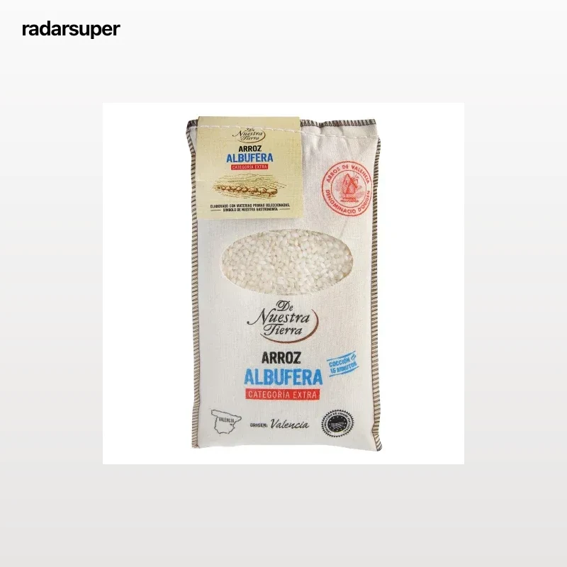 Arroz albufera categoría extra De Nuestra Tierra 500 g.