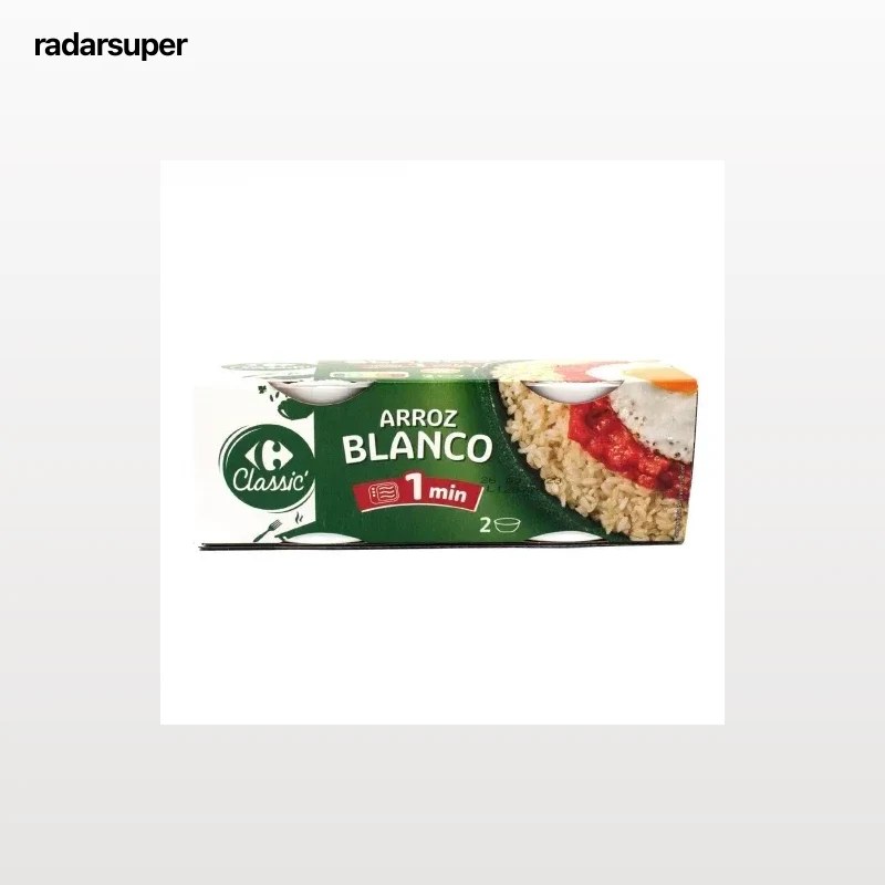 Arroz blanco cocido Classic Carrefour sin gluten pack de 2 unidades de 125 g.