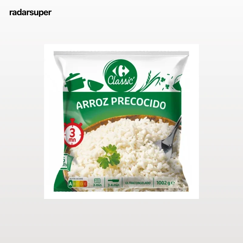 Arroz blanco precocido ultracongelado Carrefour Classic pack 6 unidades de 167 g.