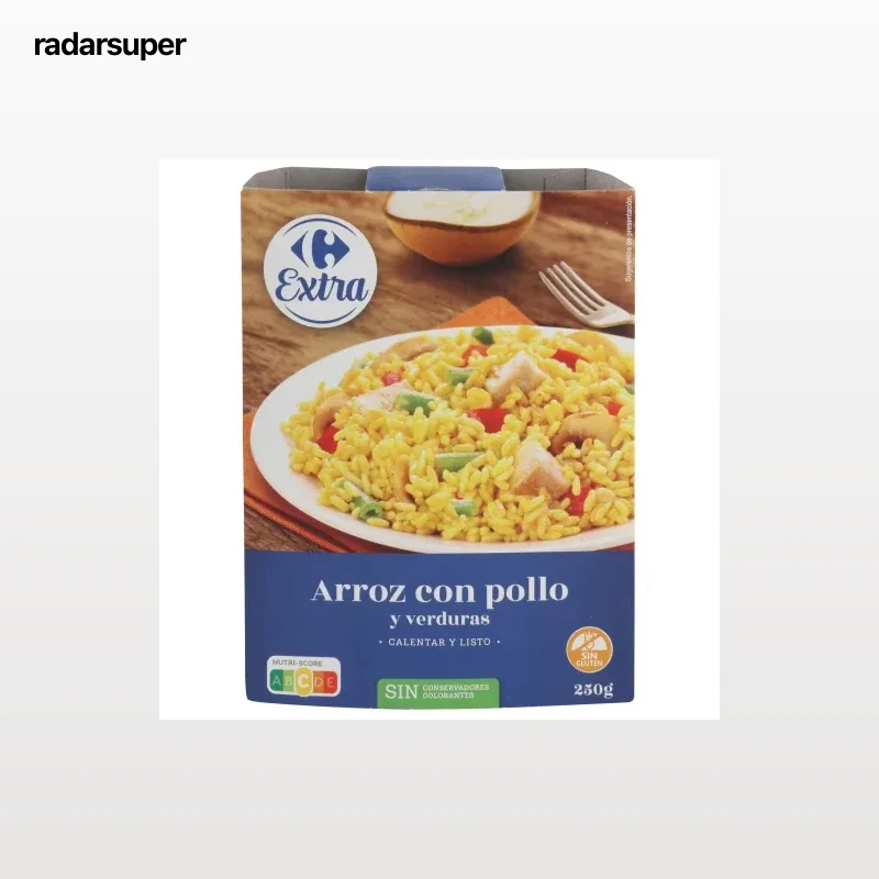 Arroz con pollo y verduras Extra Carrefour sin gluten 250 g.