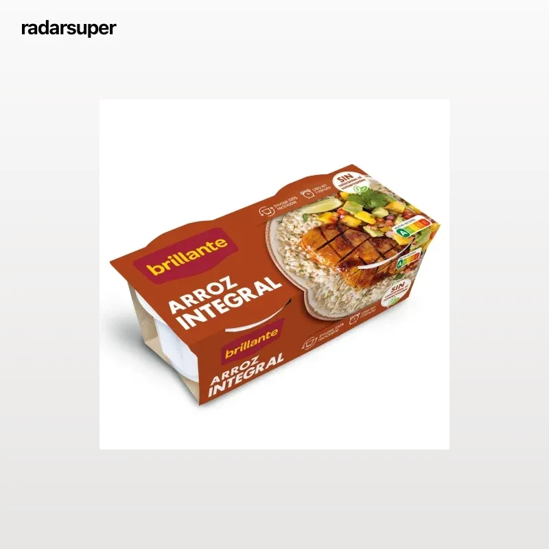 Arroz integral para microondas Brillante pack de 2 unidades de 125 g.