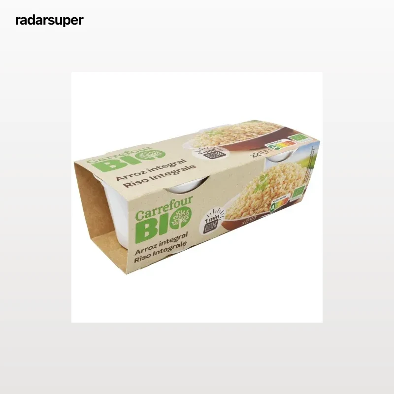 Arroz integral para microondas ecológico Carrefour Bio pack de 2 unidades de 125 g.