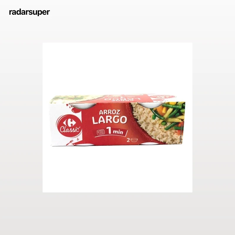 Arroz largo cocido Classic Carrefour sin gluten pack de 2 unidades de 125 g.