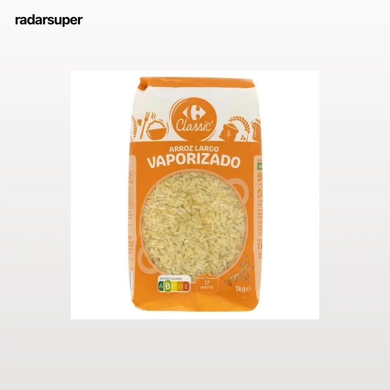 Arroz largo vaporizado Carrefour Classic 1 kg.