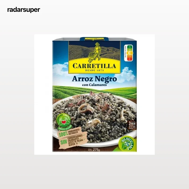Arroz negro con calamares Carretilla sin gluten sin aceite de palma 300 g.