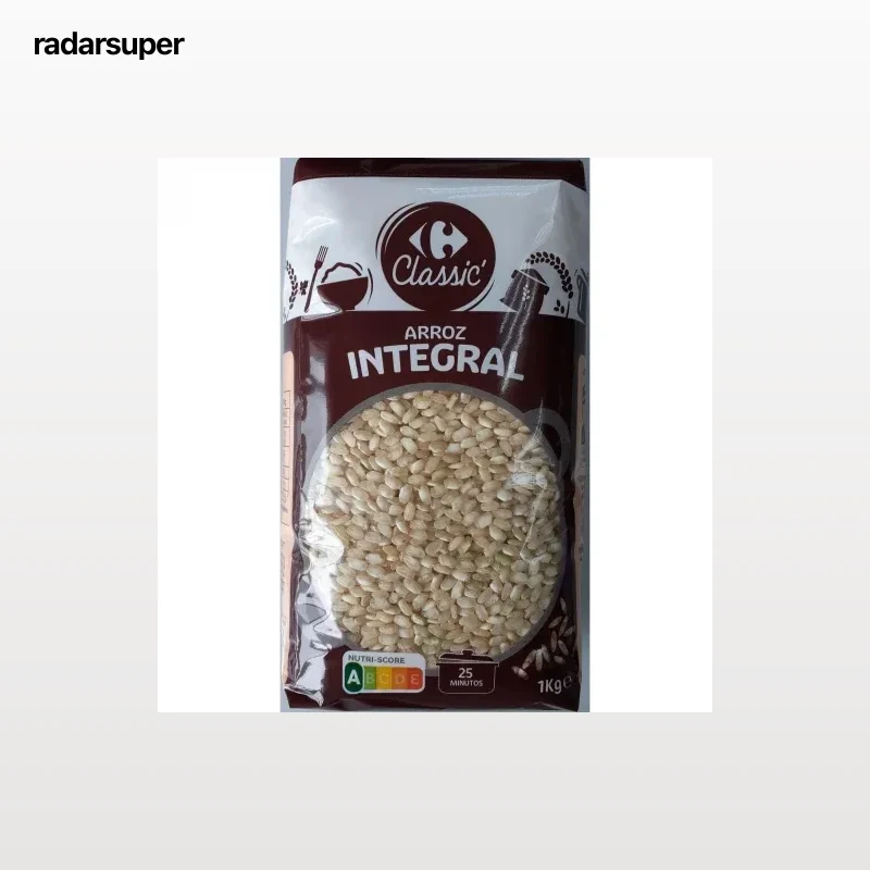 Arroz redondo integral Carrefour 1 kg.