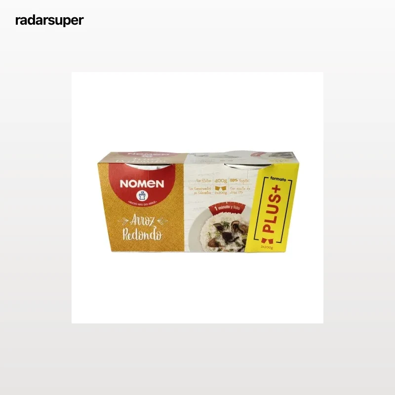 Arroz redondo para microondas Nomen sin gluten pack de 2 unidades de 200 g.