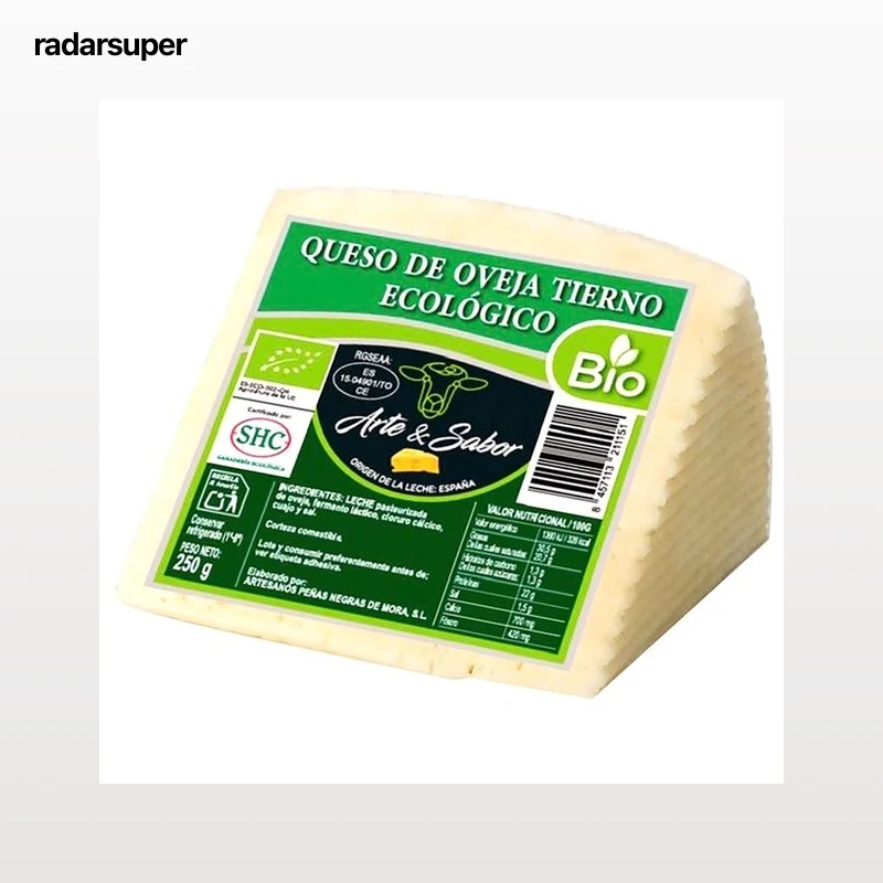 ARTE & SABOR Bio Queso de oveja tierno ecológico, cuña de 250 g.