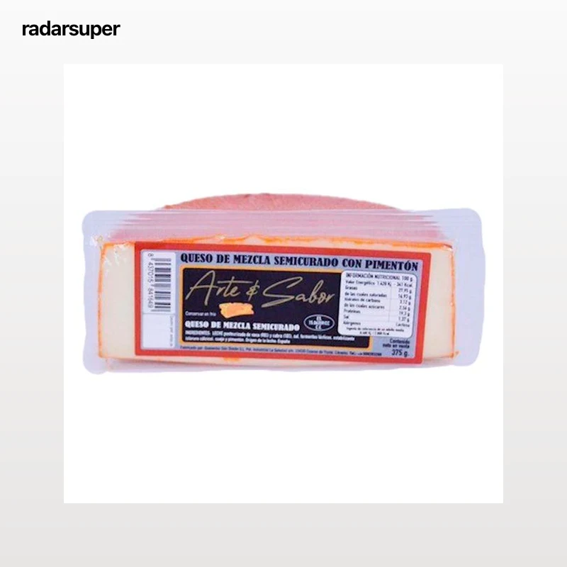 ARTE&SABOR Queso de mezcla semicurado v/c tierno pimenton 375 g.