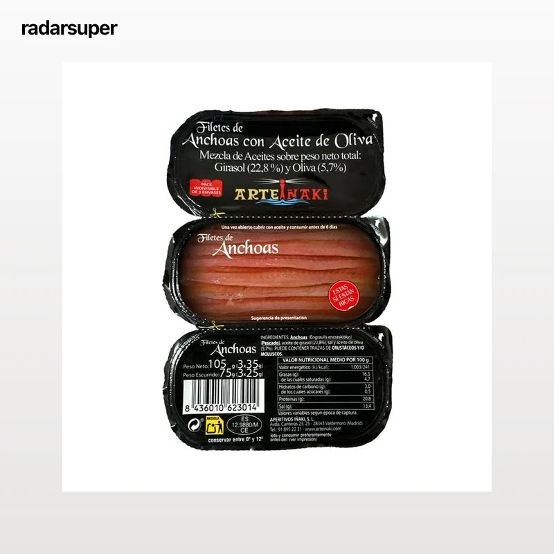 ARTEIÑAKI Tripack de anchoas en aceite de girasol 3 x 35 g.