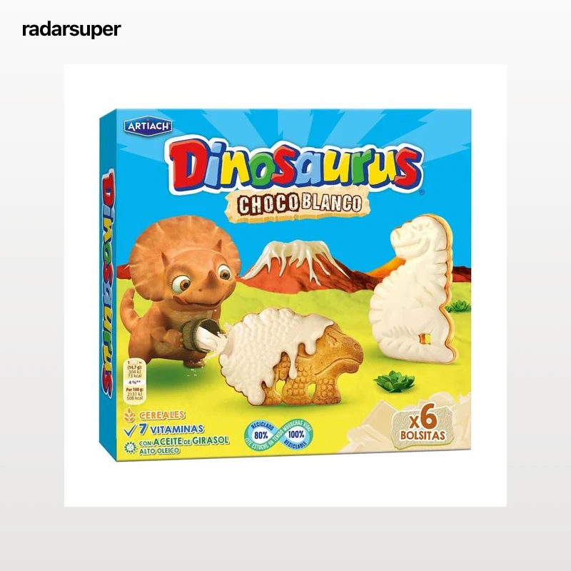 ARTIACH Dinosaurus Galletas cubiertas de chocolate blanco 264 g.