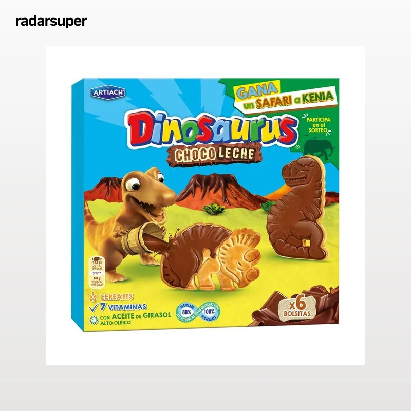 ARTIACH Dinosaurus Galletas recubiertas de chocolate con leche 255 g.