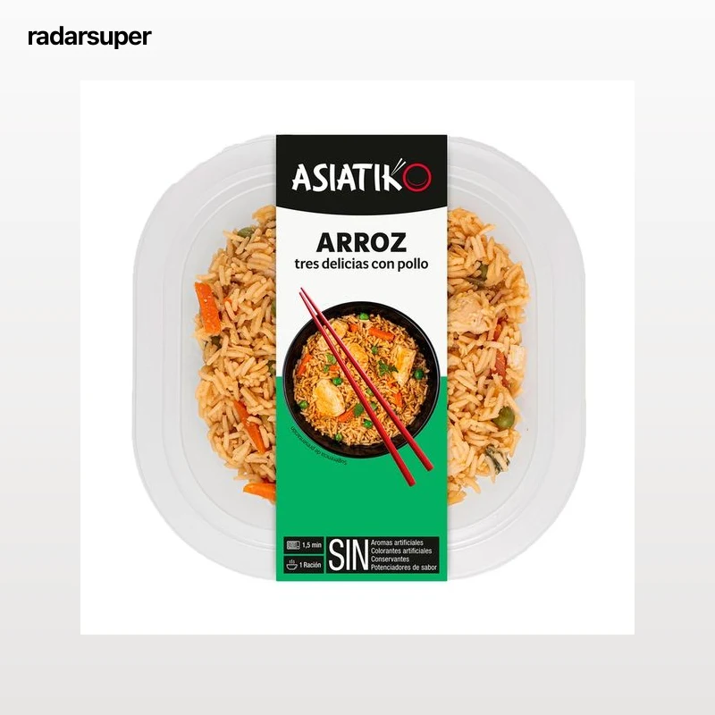 ASIATIKO Arroz tres delicias con pollo, listo para calentar y comer 260 g.