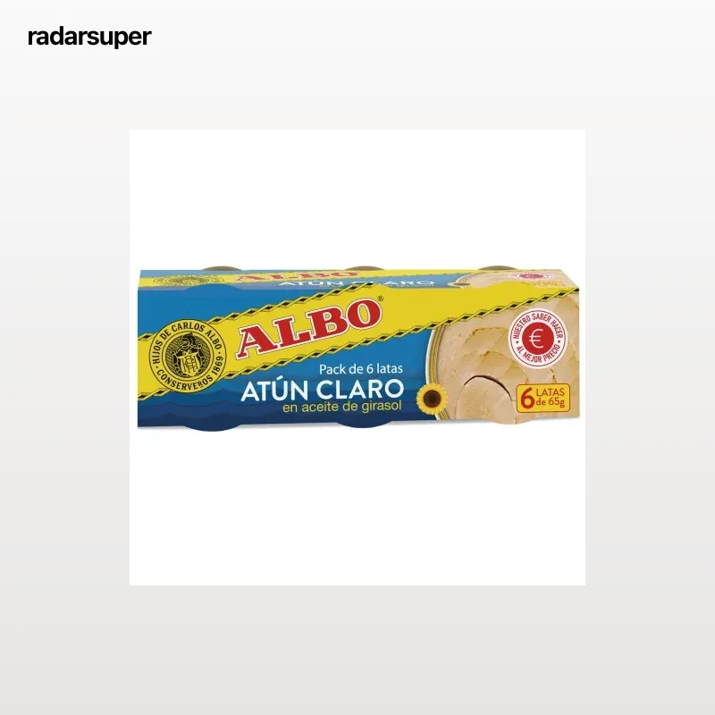 Atún claro en aceite de girasol Albo pack de 6 latas de 48 g.