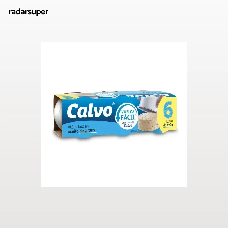 Atún claro en aceite de girasol Calvo pack de 6 latas de 52 g.
