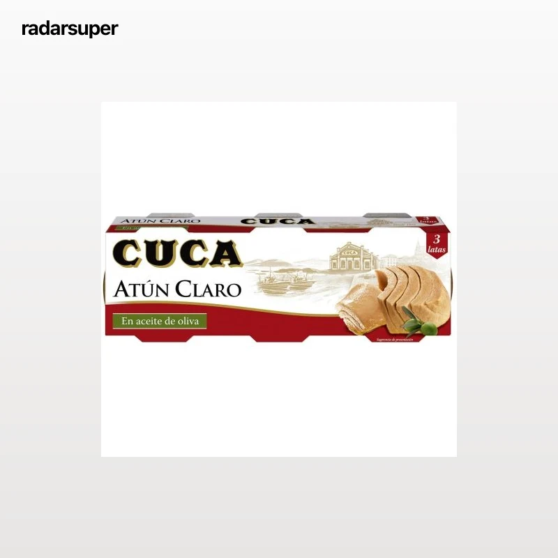 Atún claro en aceite de oliva Cuca pack de 3 latas de 48 g.