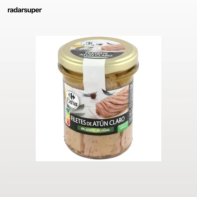 Atún claro en aceite de oliva Extra Carrefour 140 g.