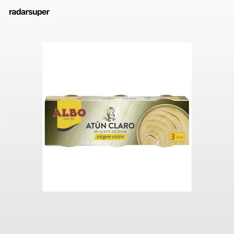 Atún claro en aceite de oliva virgen extra Albo pack de 3 latas de 55 g.