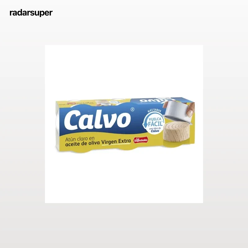 Atún claro en aceite de oliva virgen extra Calvo pack de 3 latas de 52 g.