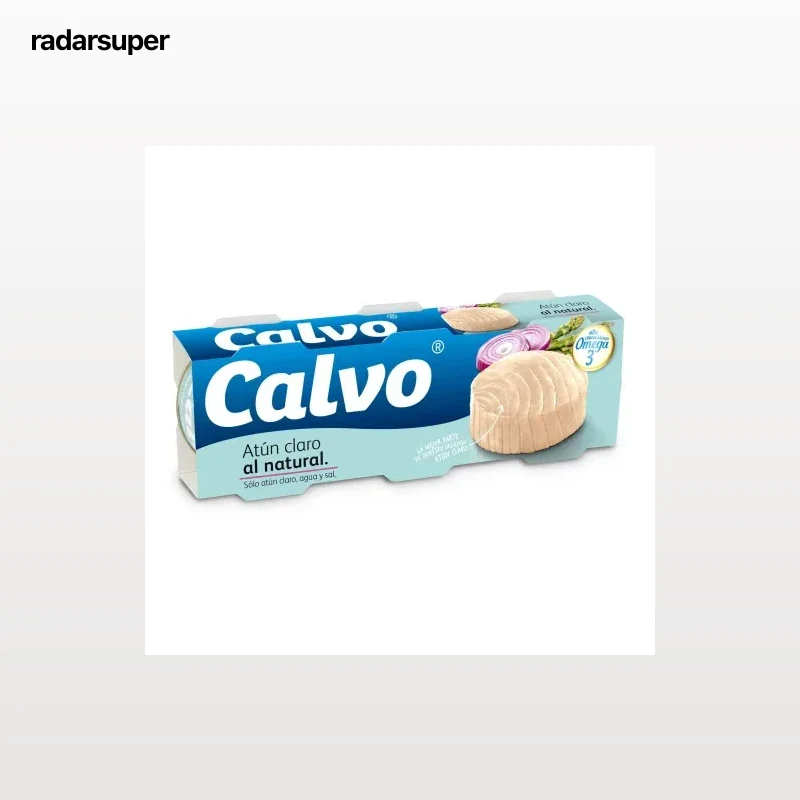 Atún claro sin aceite al natural Calvo pack de 3 latas de 56 g.