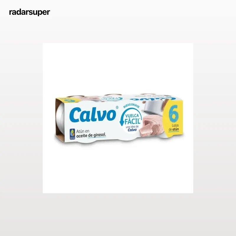 Atún en aceite de girasol Calvo pack de 6 latas de 52 g.
