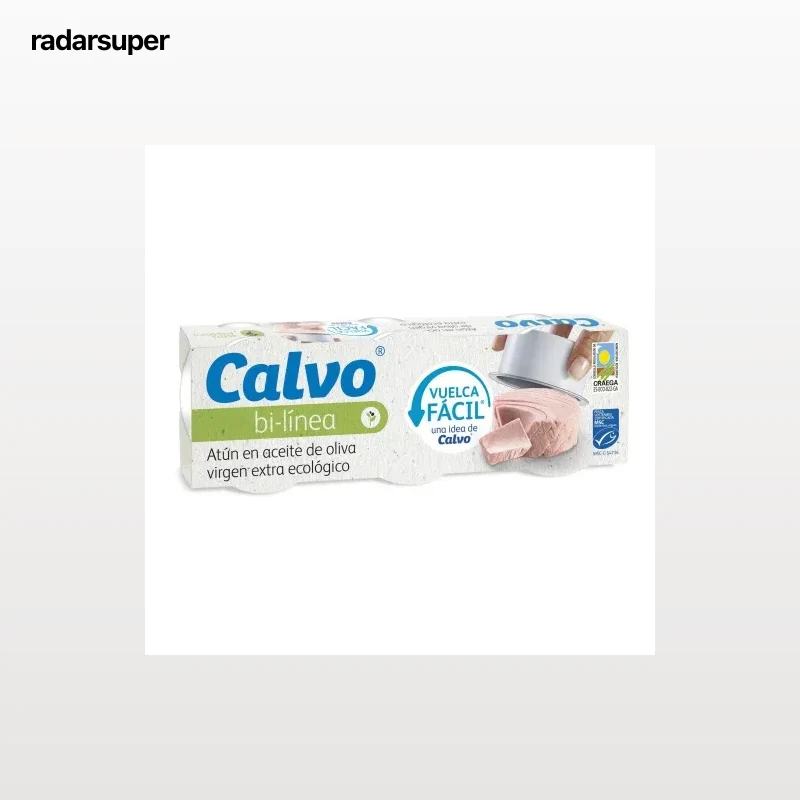Atún en aceite de oliva virgen ecológico bi-línea Calvo pack de 3 unidades de 52 g,