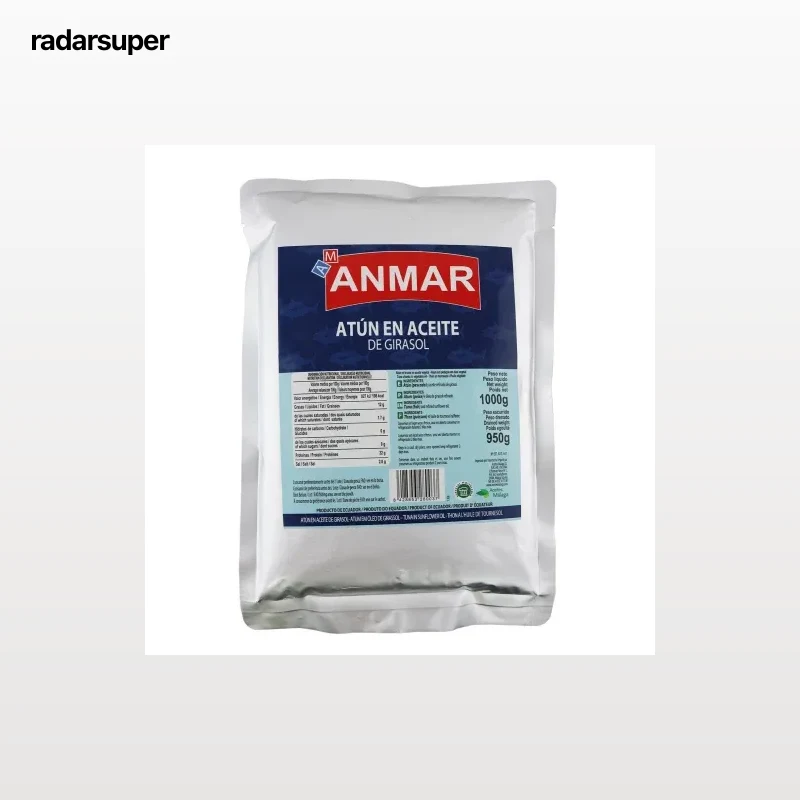 Atún trozos en aceite de girasol Anmar 950 g.