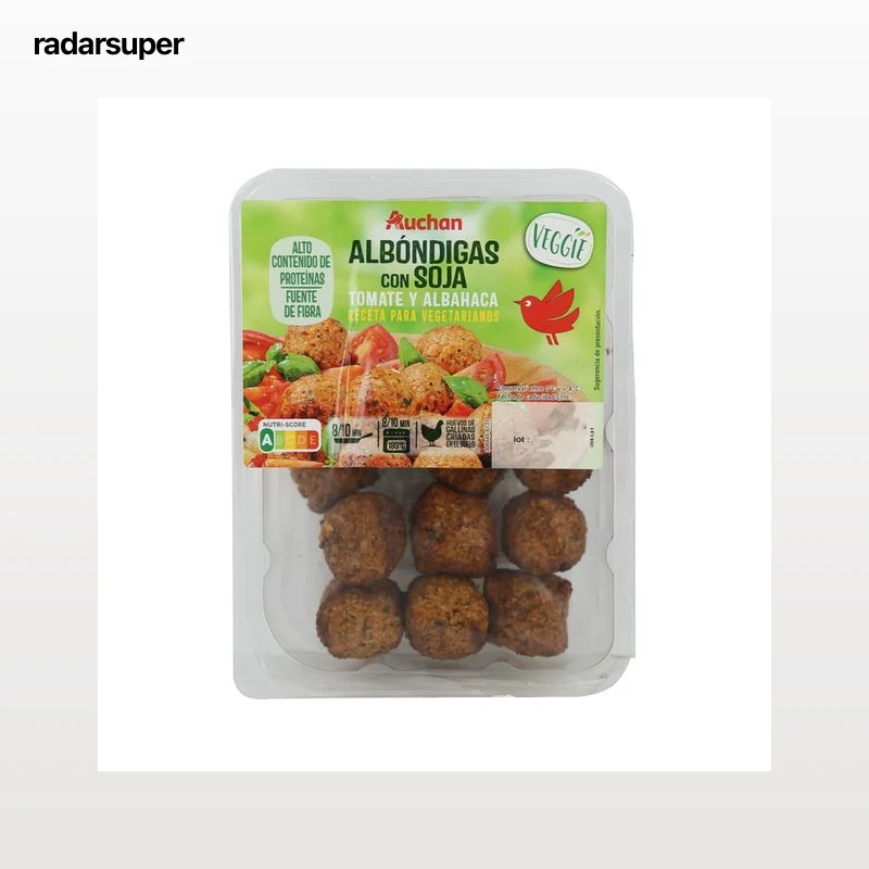AUCHAN Albóndigas vegetales a base de soja, tomate y albahaca Veggie 200 g. Producto Alcampo
