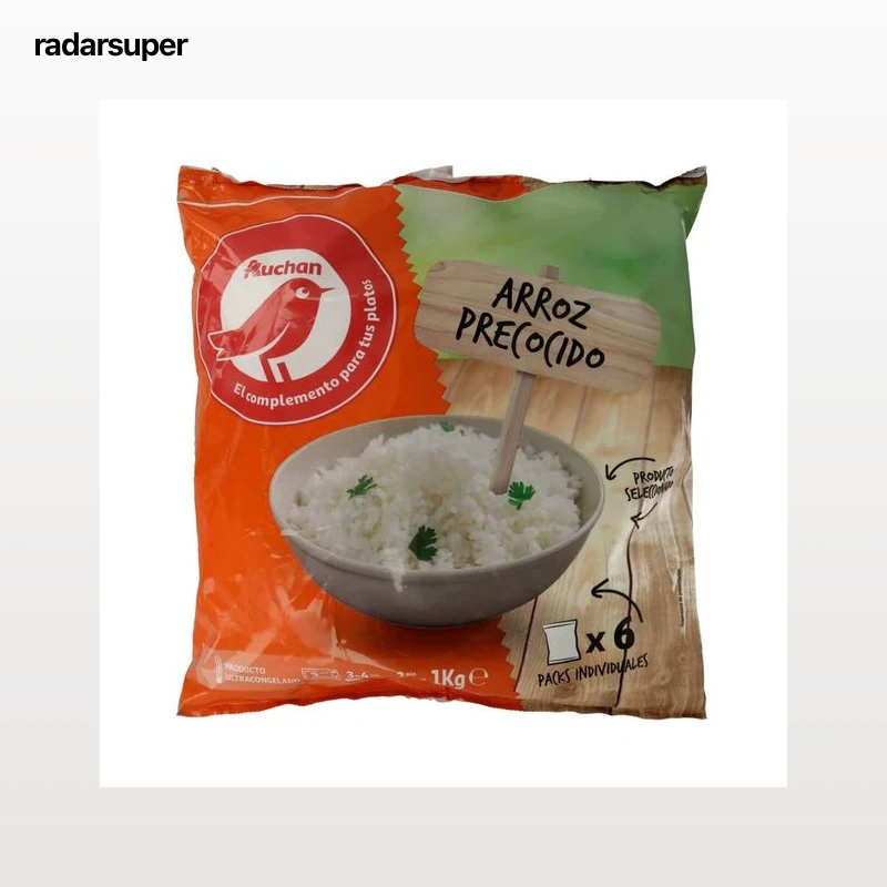 AUCHAN Arroz blanco precocido y congelado, especial para microondas 6 x 167 g. Producto Alcampo