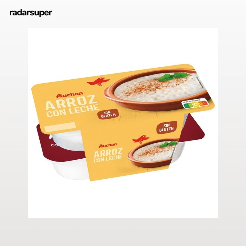 AUCHAN Arroz con leche, elaborado sin gluten 4 x 125 g Producto Alcampo.