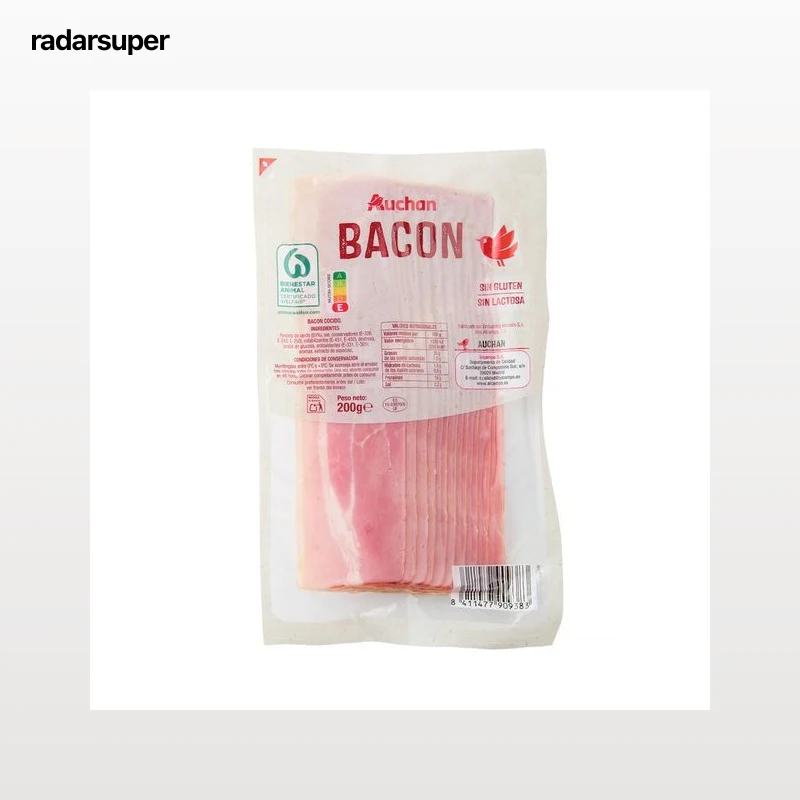 AUCHAN Bacon cocido ahumado en lonchas 200 g Producto Alcampo.