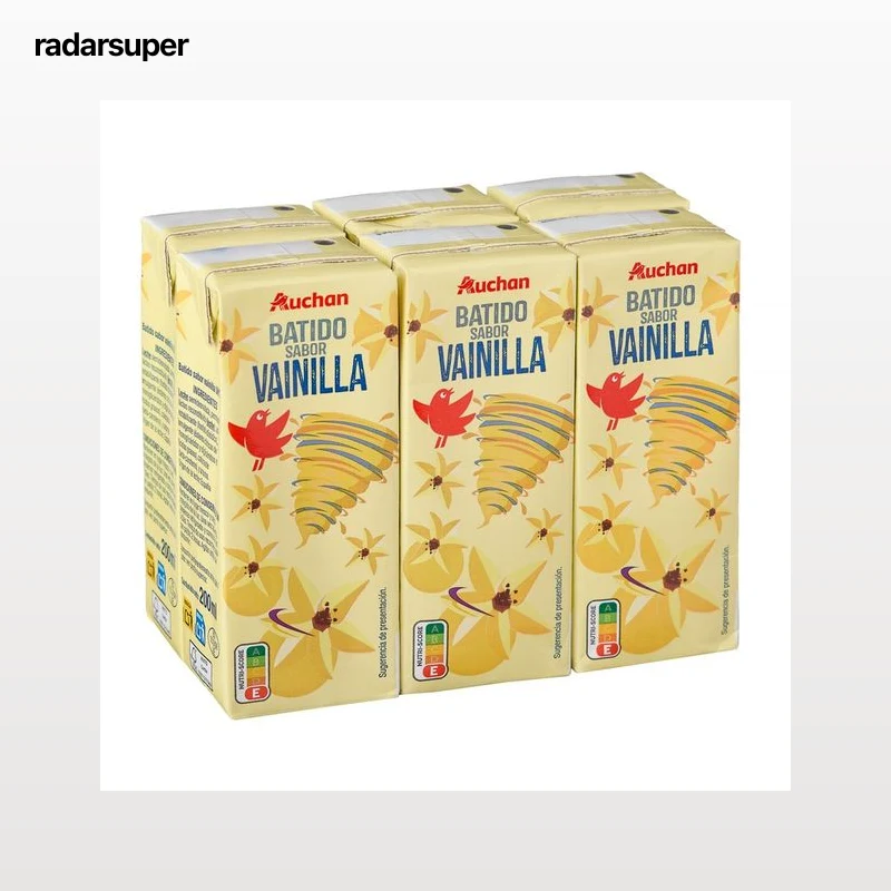 AUCHAN Batido con sabor a vainilla 6 x 200 ml. Producto Alcampo