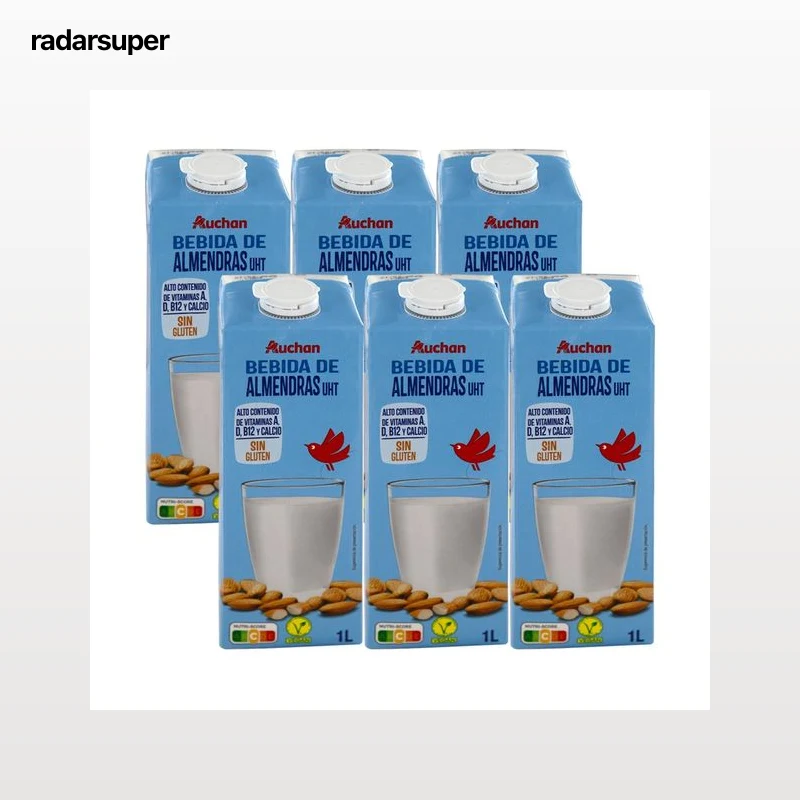 AUCHAN Bebida de almendras enriquecida con calcio 6 x 1l. Producto Alcampo