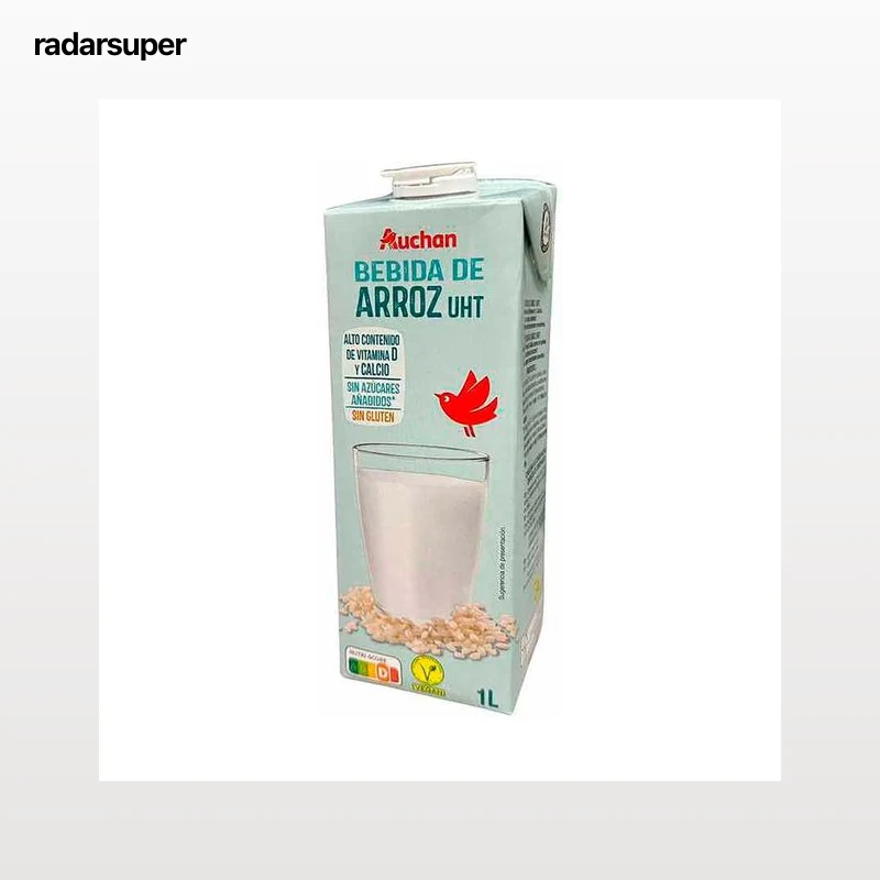 AUCHAN Bebida de arroz con alto contenido de calcio y vitamina D 1 l. Producto Alcampo