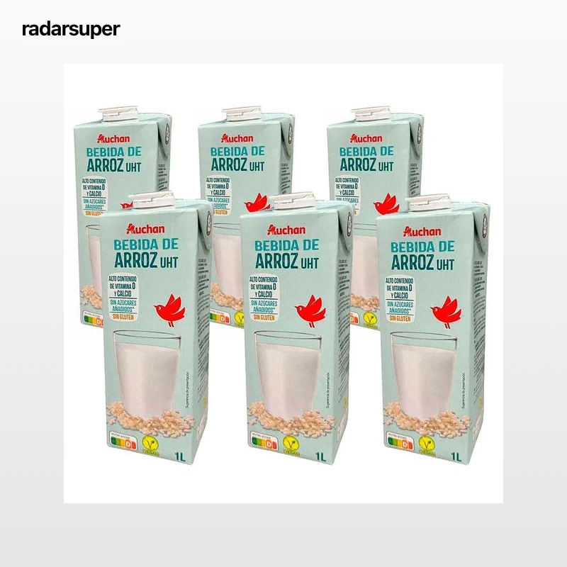 AUCHAN Bebida de arroz con alto contenido de calcio y vitamina D 6 x 1 l. Producto Alcampo