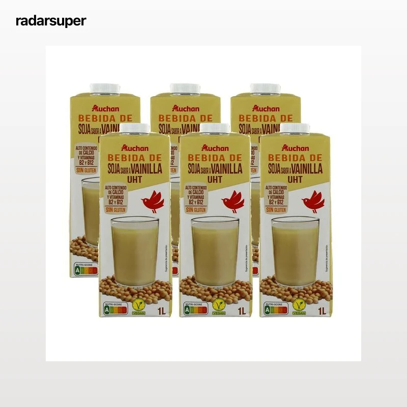 AUCHAN Bebida de soja con sabor a vainilla 6 x 1 l. Producto Alcampo
