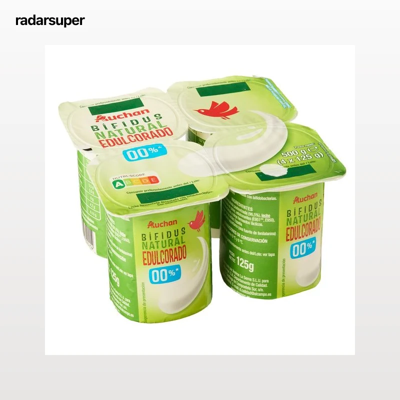 AUCHAN Bífidus desnatado natural edulcorado sin azúcares añadidos 4 x 125 g Producto Alcampo.