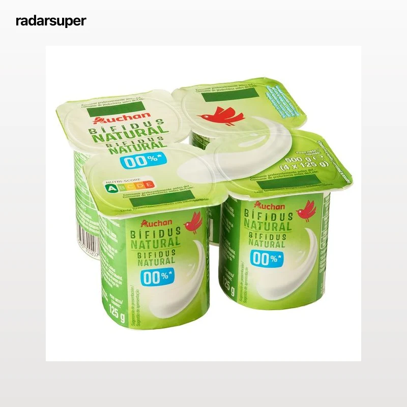 AUCHAN Bífidus desnatado natural sin azúcares añdidos 4 x 125 g Producto Alcampo.