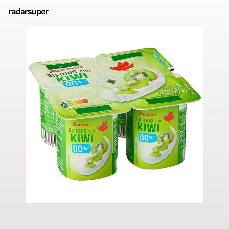 AUCHAN Bifidus desnatado sin azúcares añadidos con kiwi 4 x 125 g Producto Alcampo.